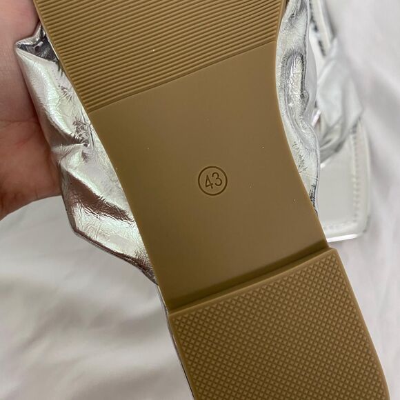 Gorglitter Eclectic Metallic Silver Flip Flop Thong Sandals US 12 / 12.5 - Picture 5 of 6